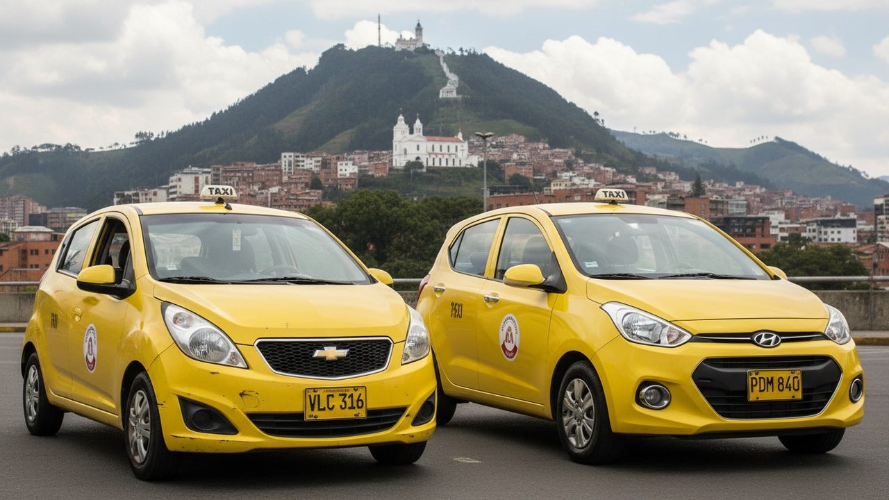 Taxi antiguo estacionado junto a un taxi nuevo listo para reemplazarlo